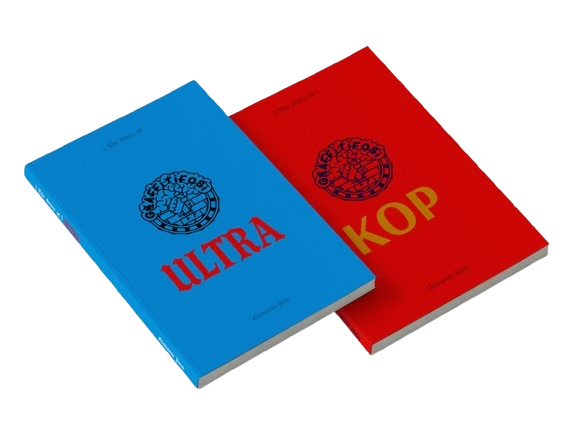 Couvertures en plan diagonal de livres Kop et Ultra